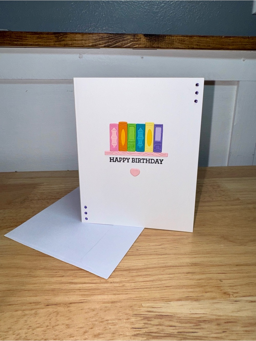 Happy Birthday Card Handmade Floral Greeting Card Book Lover A2